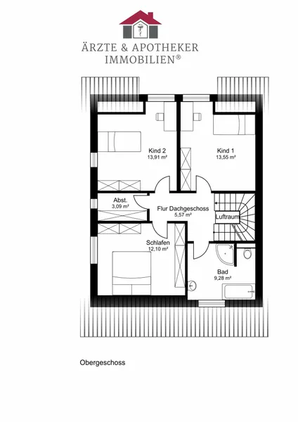 Grundriss eines Hauses mit Wohnbereich, Küche, Schlafzimmer und Badezimmer.